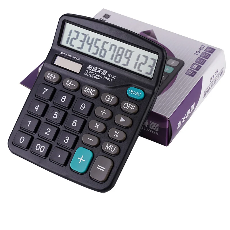 Desktop Calculator Dual Power Supply Solar Energy with Batter 837 Type Office Finance Student Calculator