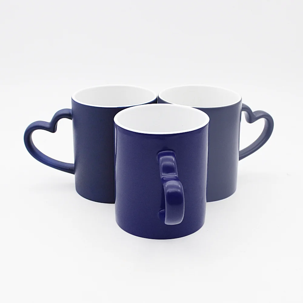 36 Packs MR.R 11oz Sublimation Blank Ceramic Mugs with Heart Handle Magic Mug Matte Surface Drinking Mug