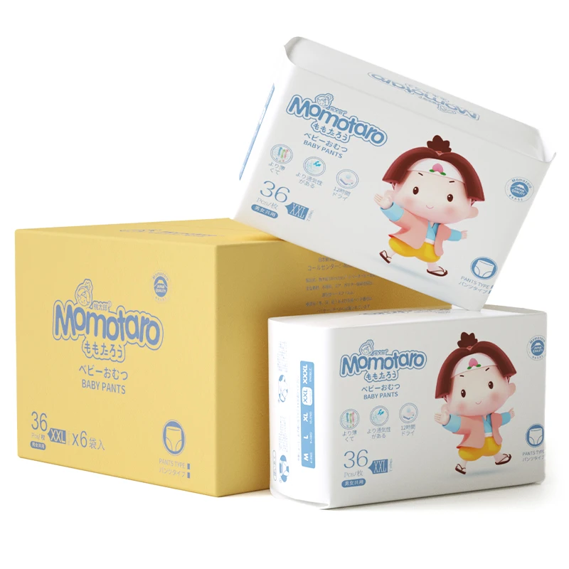 The factory in China, Momotaro directly sells OEM baby diapers, and manufacturers wholesale high-quality A-grade baby diapers.