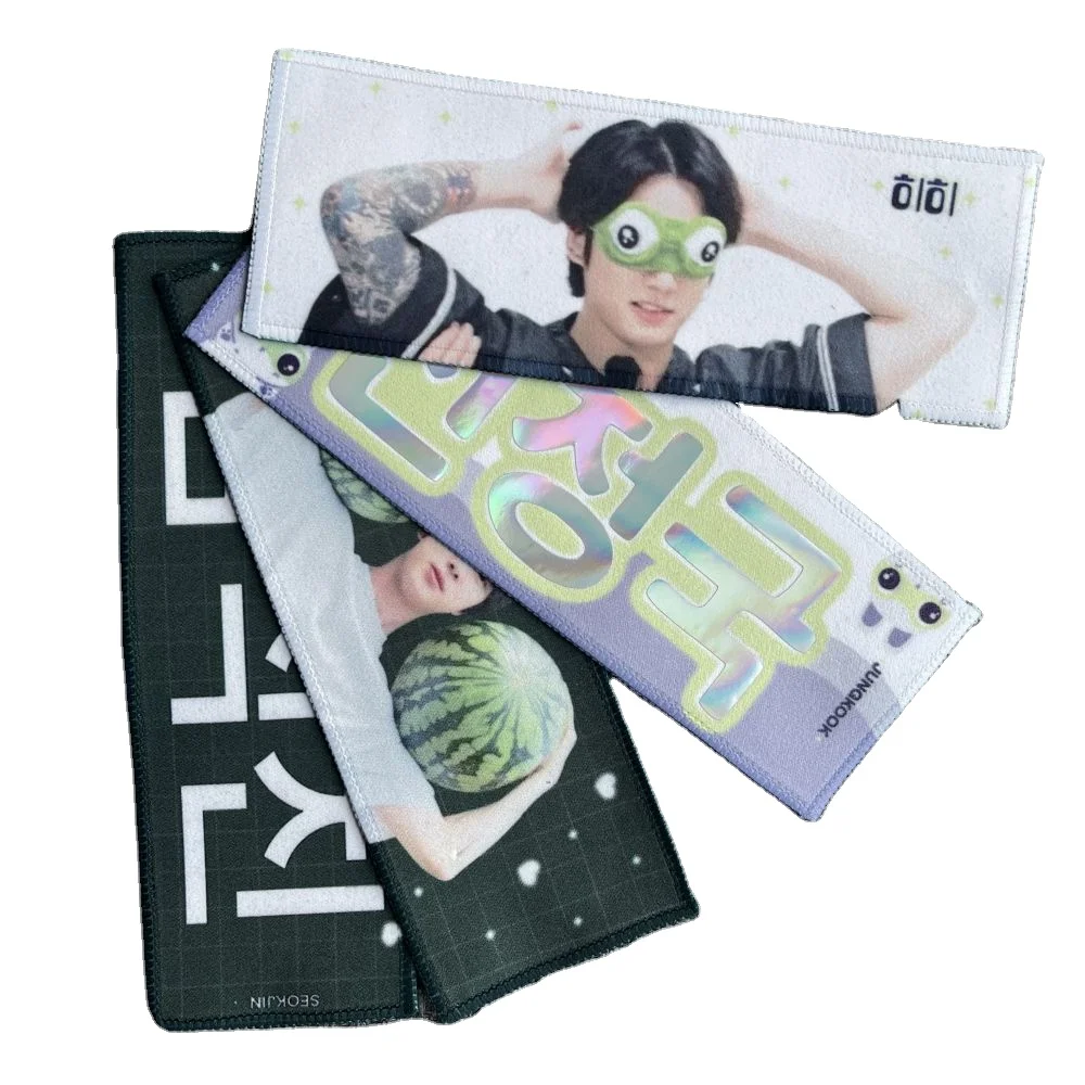 Wholesale advertising binder custom glitter double side printing suede kpop mini textile cloth slogan banner for event