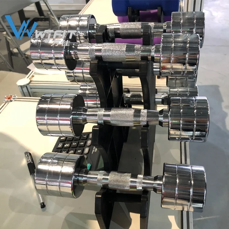 High Quality Stainless Steel Dumbbell Set Chrome Dumbbells KG Free Weights Dumbbell For Gym