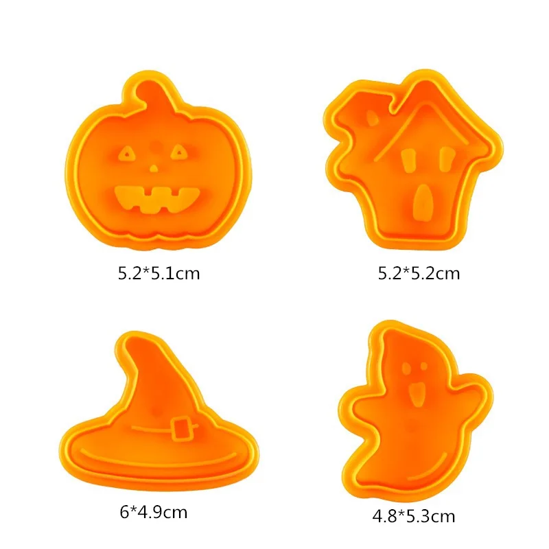 4 Piece Plastic Cookie Cutter Set Mold Spring Press Type Mold Multi-Function Cookie Cutter