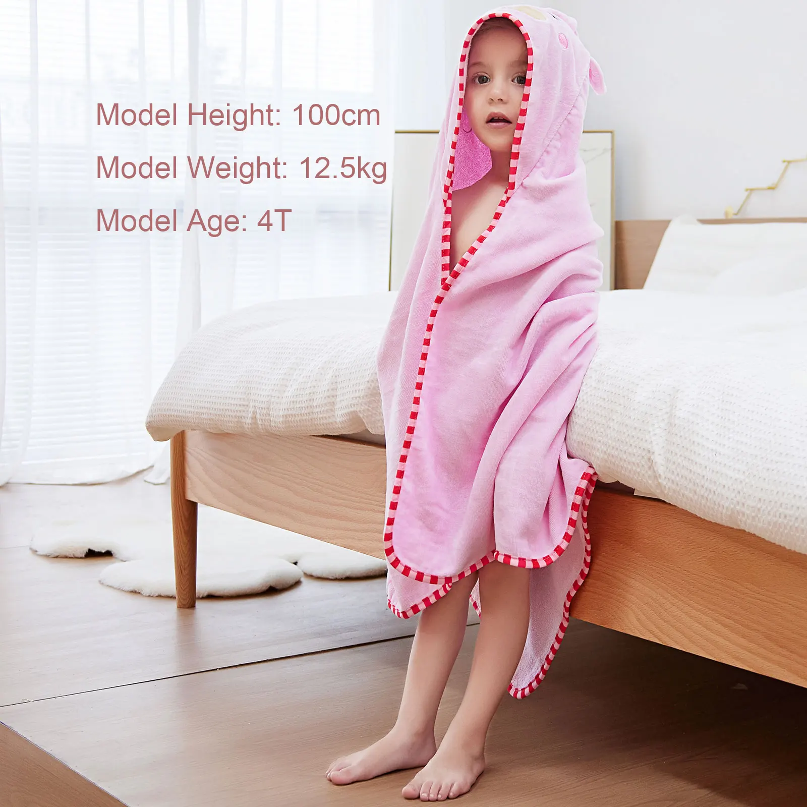 MICHLEY Fast Shipping Girls Pink Bath Robe Kids Easter Gift 100%Cotton Children Beach Towel Kids