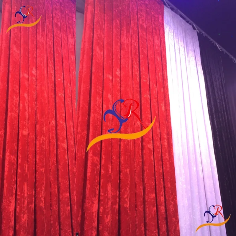Fire proof window curtain luxury and Stage Auditorium curtains drapery with valance