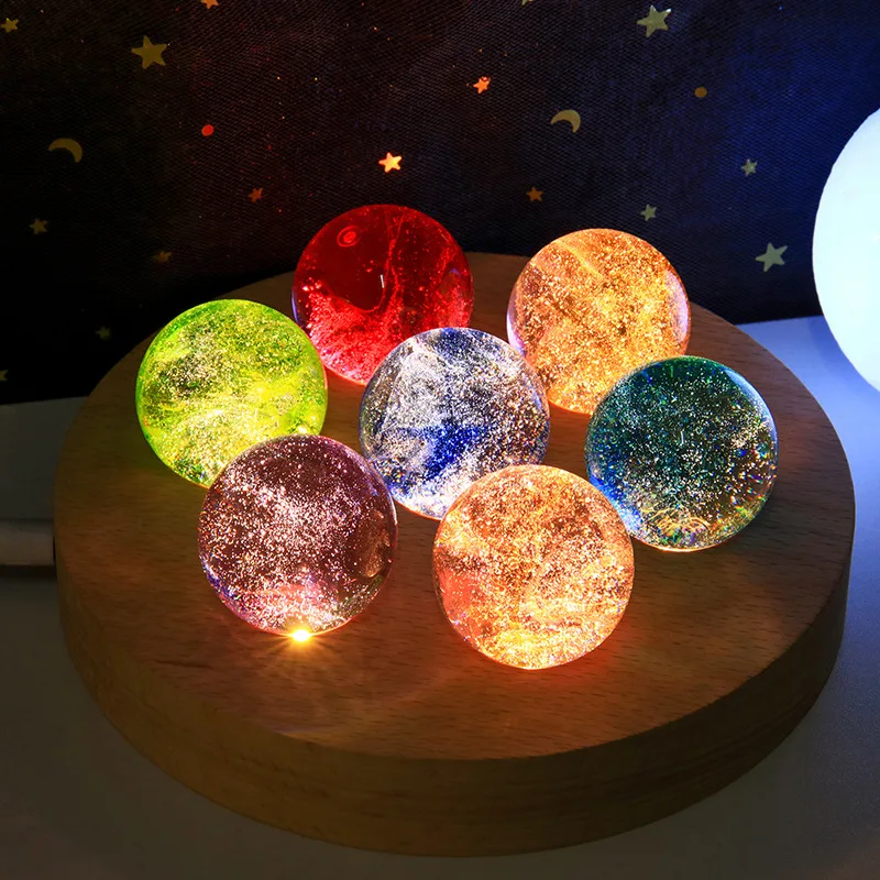 7 Chakra natural crystal ball luminous glass ball tabletop decoration colorful glass beads birthday gift jewelry nightlight