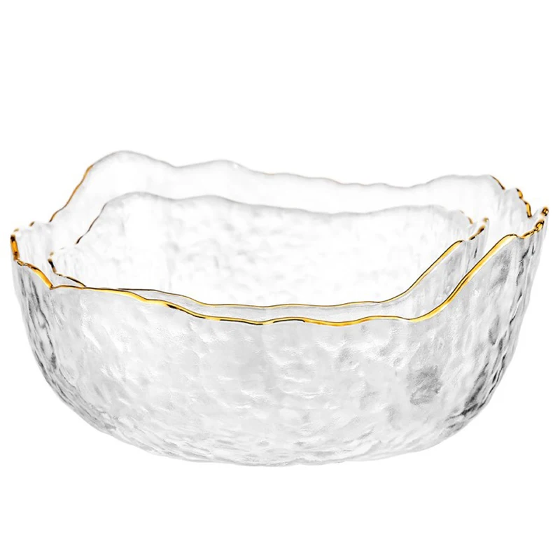Multi-functional Irregular Fruit Vegetable Glass Dish Reusable Salad Bowl Tableware Set