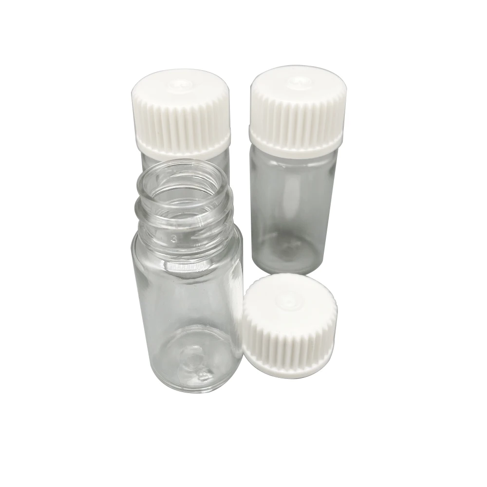 10ml Good Price Clear Plastic Sample Round pet Reagent bottle With white Screw hat