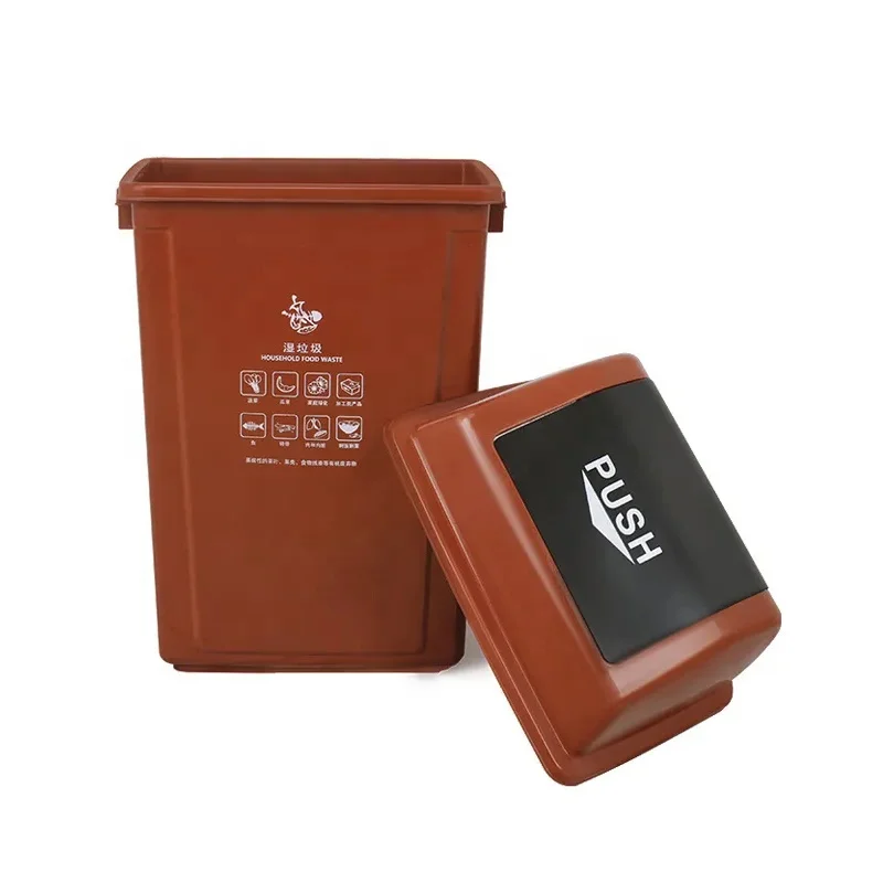 Plastic Dust Bin Restaurant 100L Food Waste With Push Lid Trash Bin