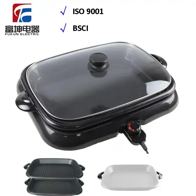Multifunctional Electric fry pan 2pans changeable Non Stick grill cooking pan health pan
