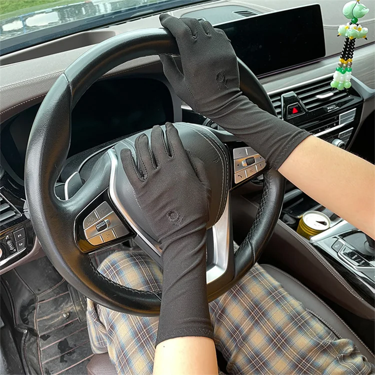 Muslims Arab Black Ladies Woman Women Sun Protection Long Arm Cover Full Finger Arabian Stretch Hand Gloves Modest Glove