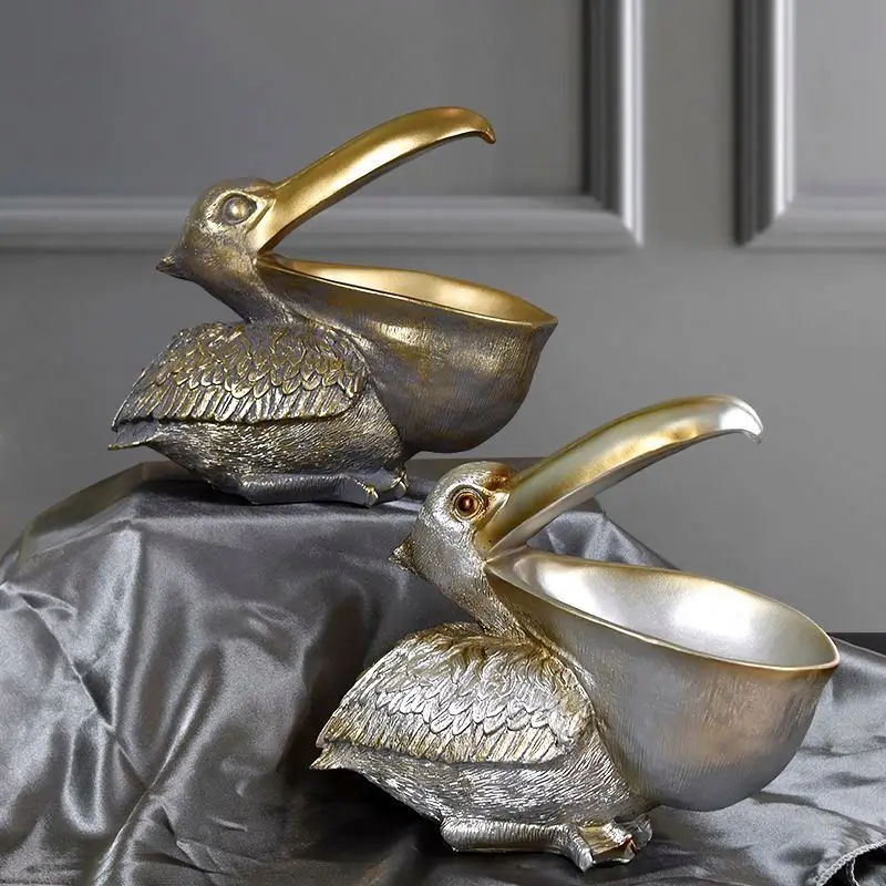 Resin European-style Animal Ornaments Key Storage Crafts Living Room Office Creative Big Mouth Pelican Bird Entrance Decoration