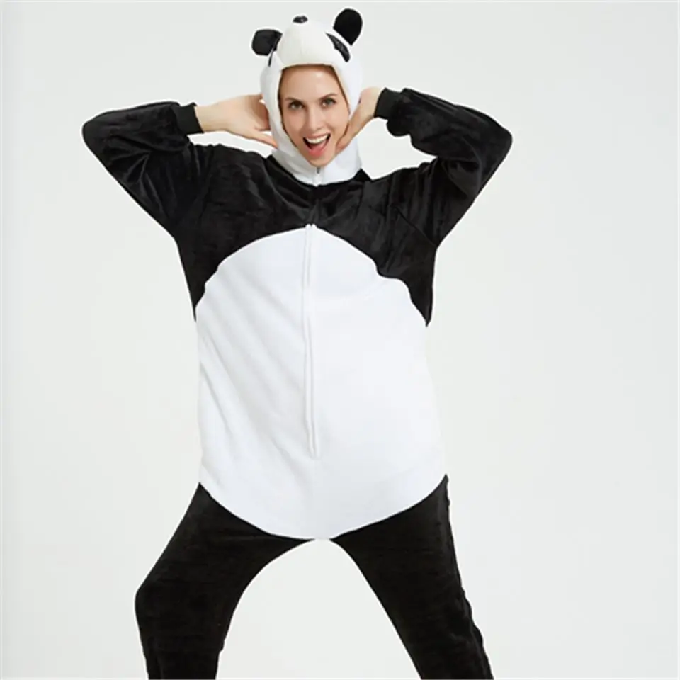 IN-STOCKED Retail Wholesale Animal Onesies  Christmas Pajamas Flannel Cartoon Costume Panda Adults Pajamas Manufacturers