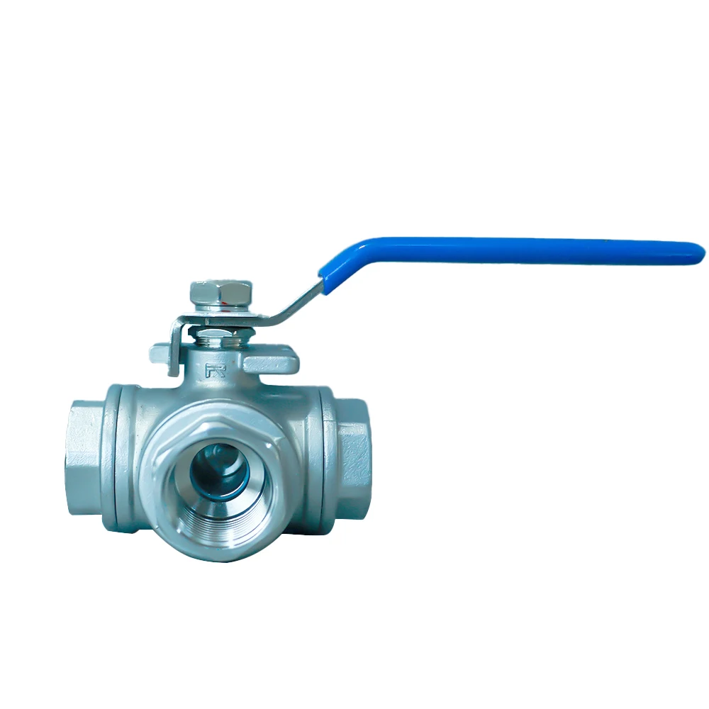 JTAIV Female thread 3 way gate valves stainless steel SS304/316 L T type Female Thread 3 Way Valve Manual Operated Ball Valves