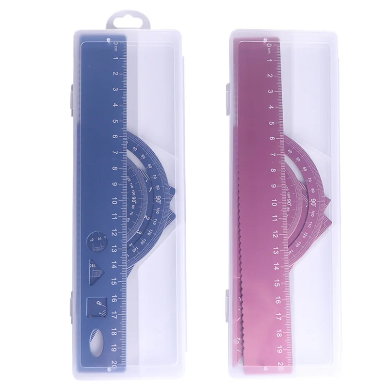 4 pcs aluminum 15 cm ruler 60 degree 30 degree triangle and protractor set square