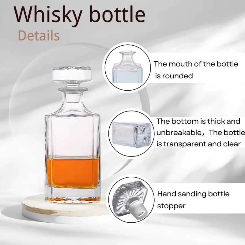 Unusual Old Fashioned Glass Whiskey Decanter Lead Crystal Unique Glass Decanter with Personalised Engraving