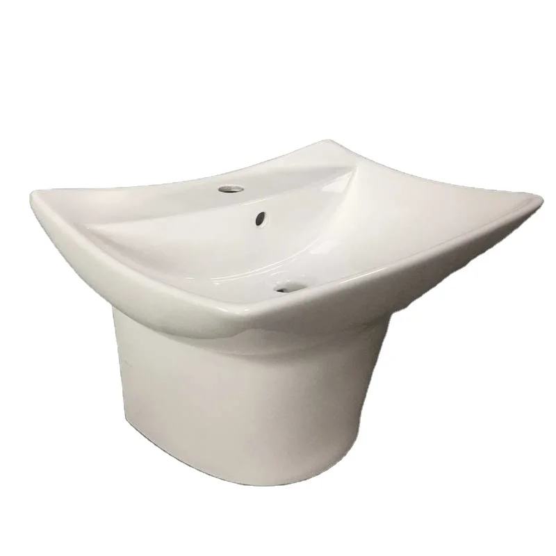 Hot selling short foot bathroom equipment ceramic wall hung  span  fashionable shell shape  basin