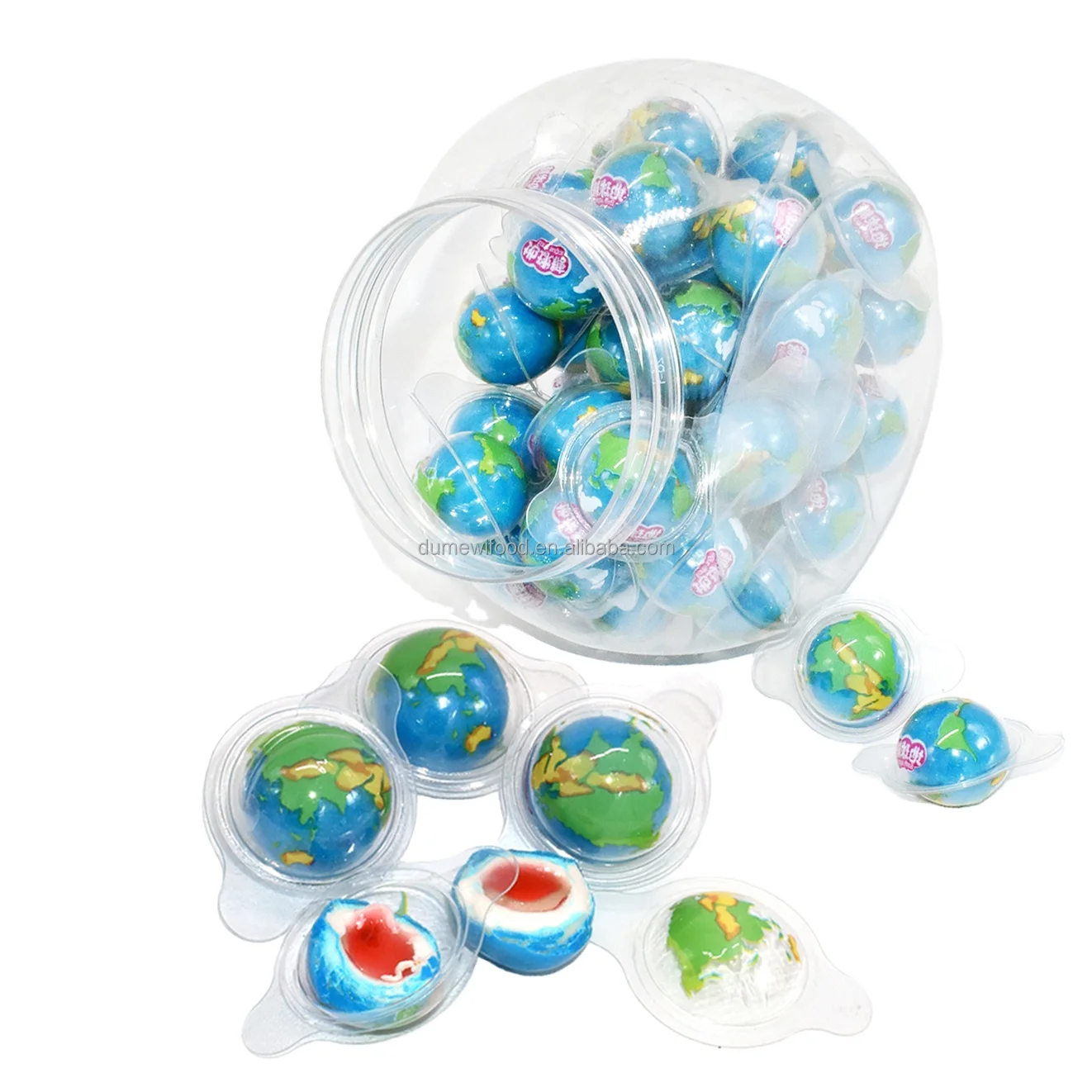 Earth Shaped Fruit Jam Filled Sandwich Spherical Hollow Bubble Gum