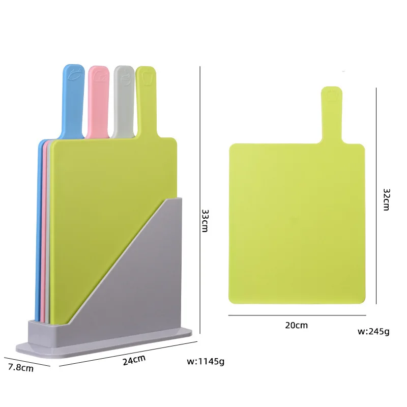 Plastic Chopping Board Four-Piece Set With Base Color Box Pp Chopping Board Raw And Cooked Classification Chopping Board
