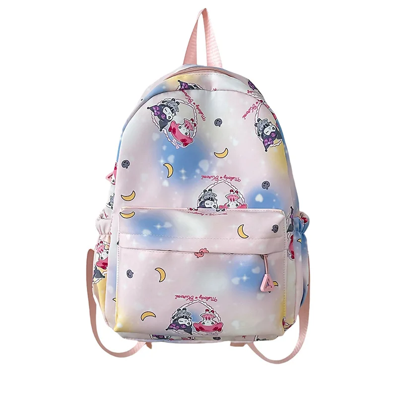 Kawaii Kuromi Bookbags Melody School Bags Cinnamoroll Starry Sky Nylon Full Print Girl Backpacks