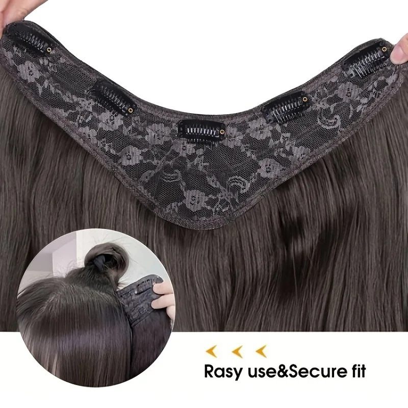 1PC V-style Wig Piece French Long Curly Hair Hybrid Hair Extension Piece Curly Hair Big Wave Wig