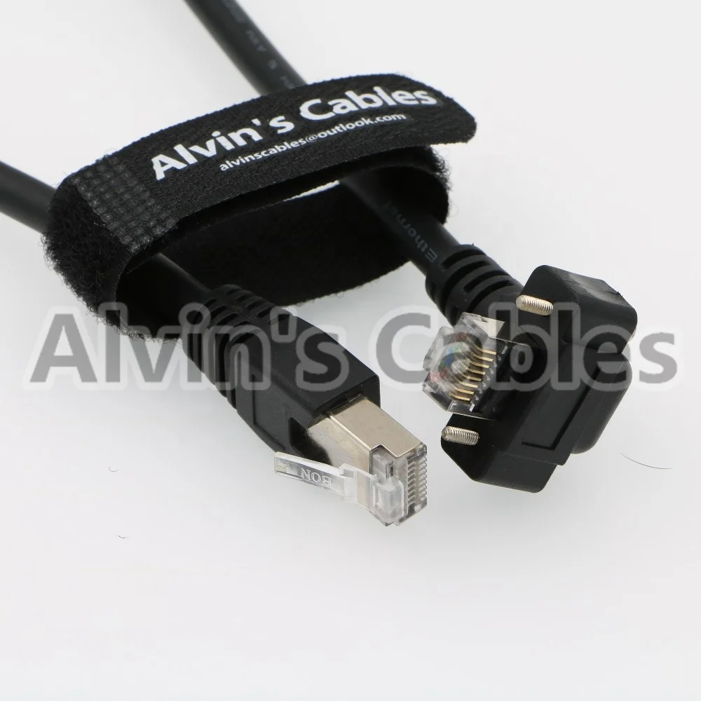 
GigE Cat6 Screw Lock horizontal Right Angle RJ45 DrC Cable for Basler Cameras 