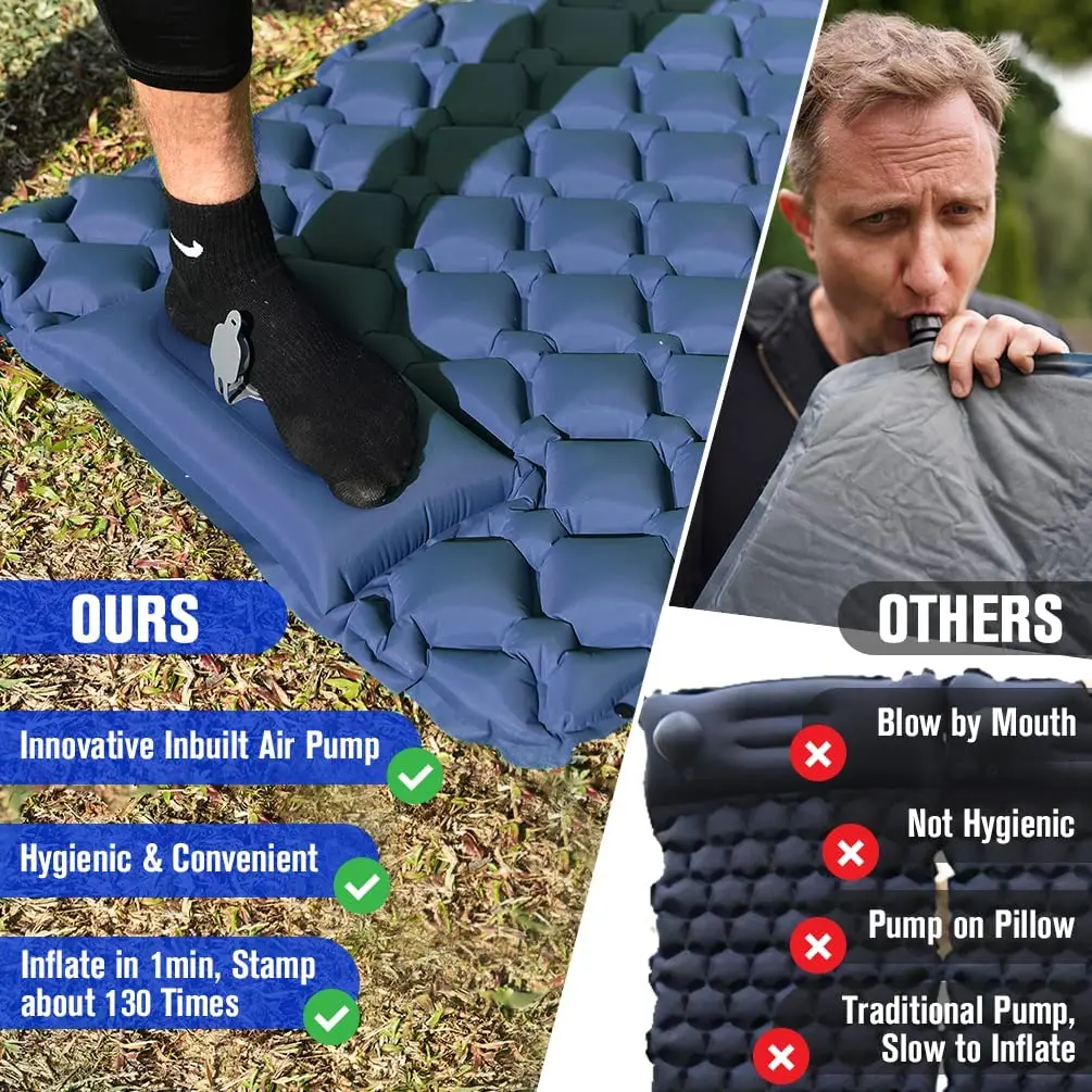 Travel Mat Car Self-inflating Mat Sleeping Pad Waterproof Foldable Outdoor Compact Camping Mat Tpu Camping Mattress Sleeping Pad