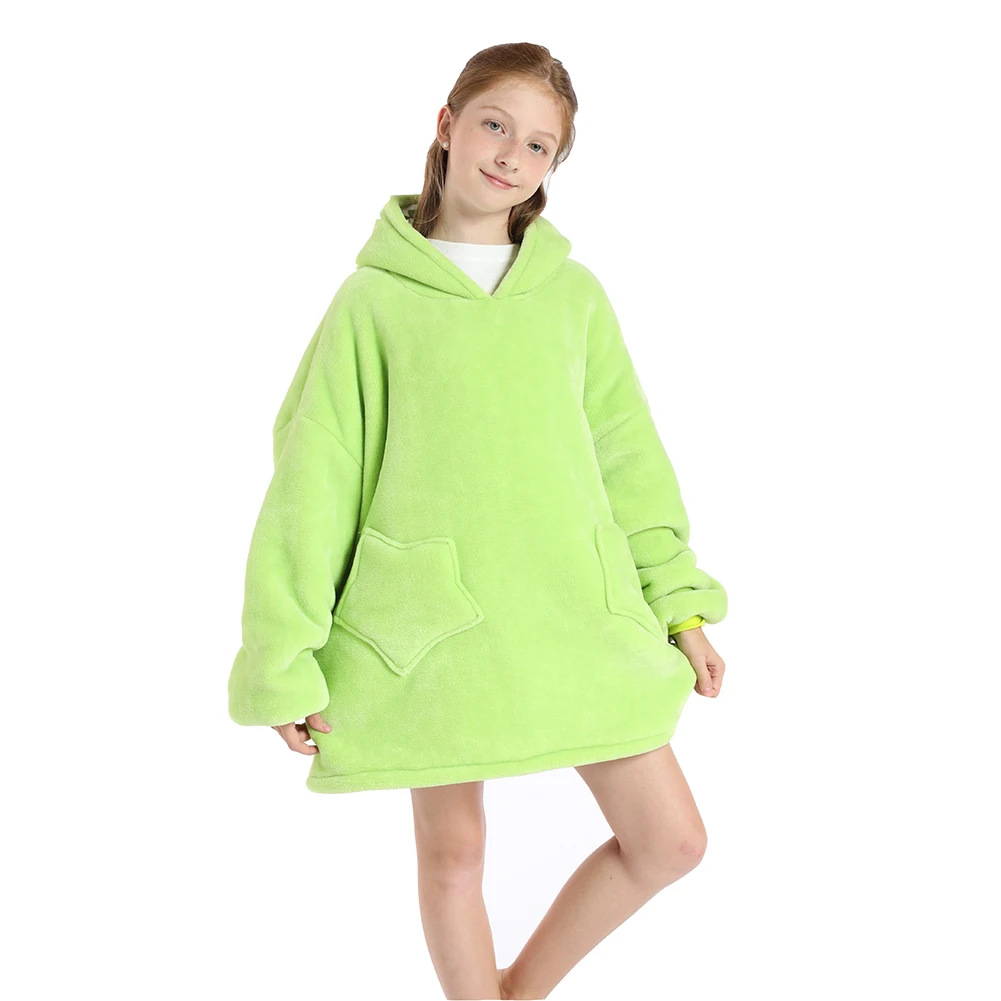 Hot sale Custom Printed Oversized Wearable Blanket Soft Fleece Dinosaur Hoodie Blanket