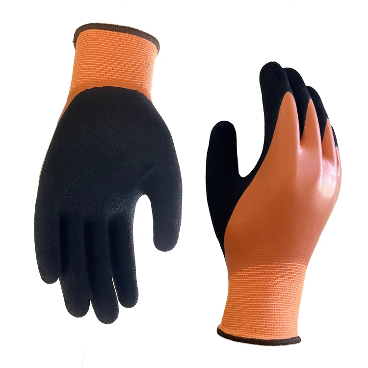 Cheap better 15 gauge nylon double latex rubber insulated resistant winter outdoor general purpose gloves safety gloves for work