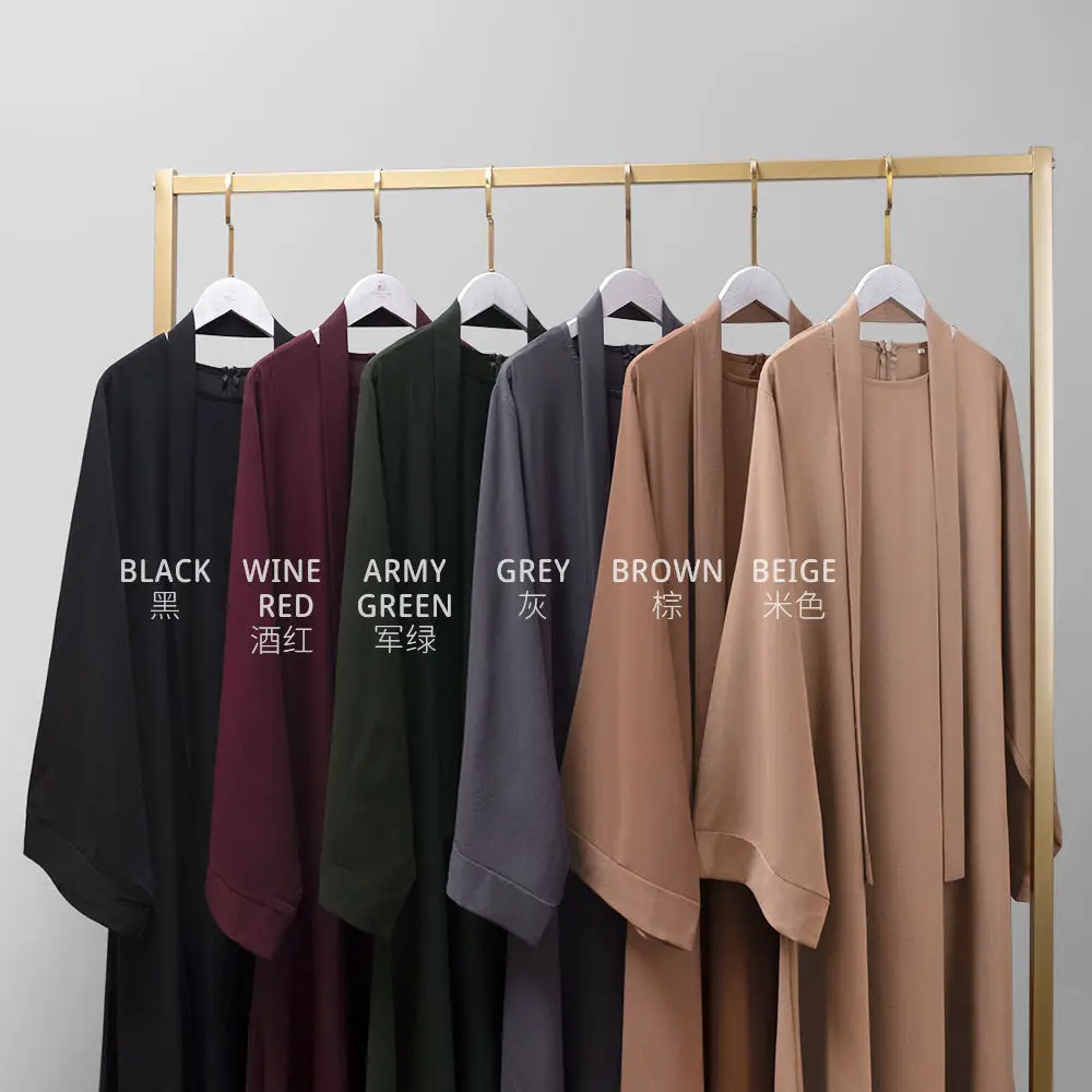 Dubai Solid Color Modest Cheap Nida Fabric Used Abaya Bale Islamic Clothing Black Abaya for Girl Women Muslim Dresses