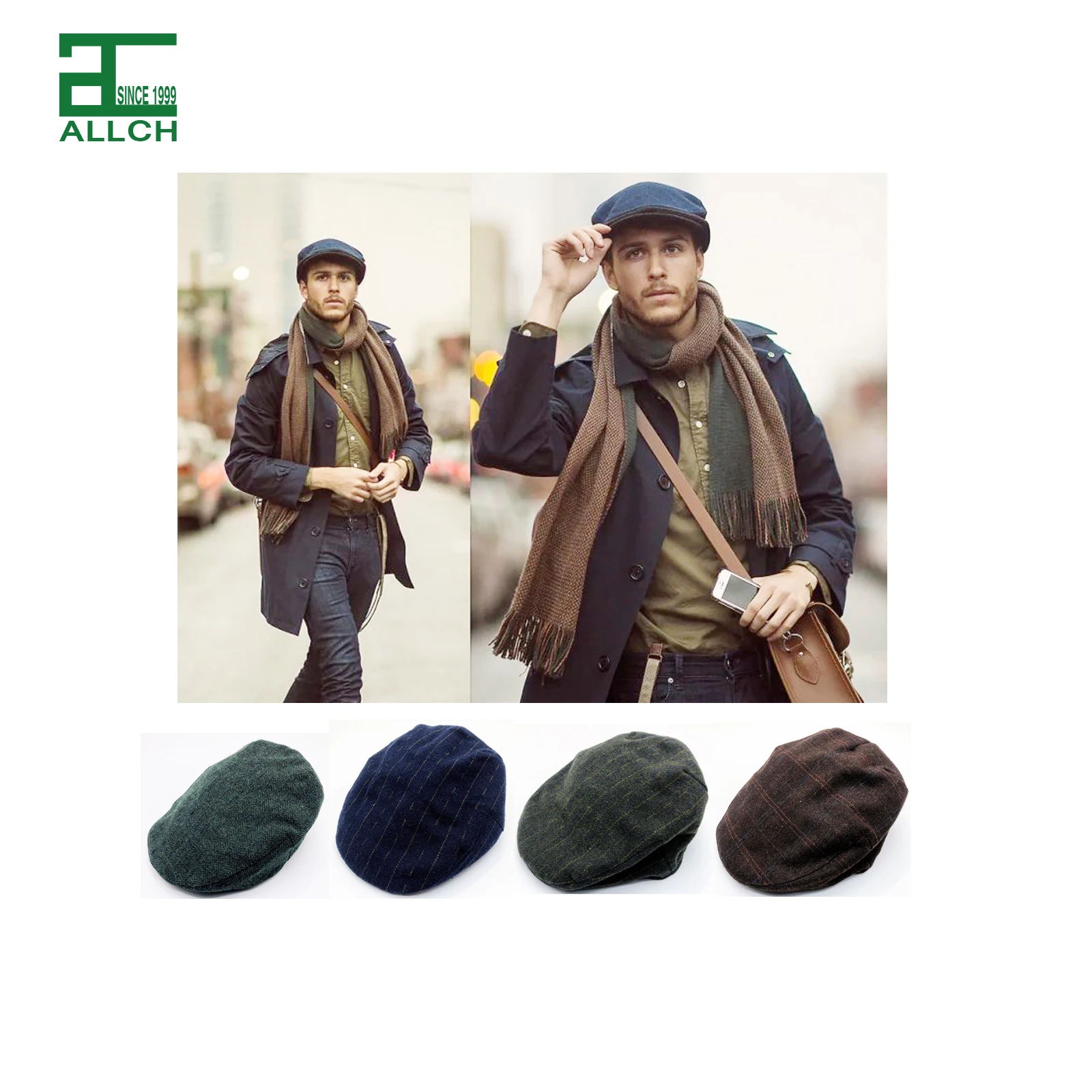 ALLCH Adult Winter Autumn European Style Checked Custom Newsboy hats Flat Cap Ivy Hat