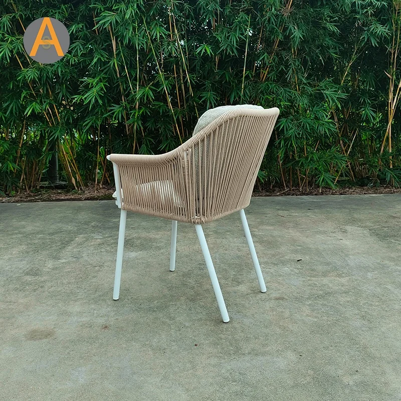 New design rope chair aluminum Beverage Shop balcony hotel garden outdoor chair for restaurant