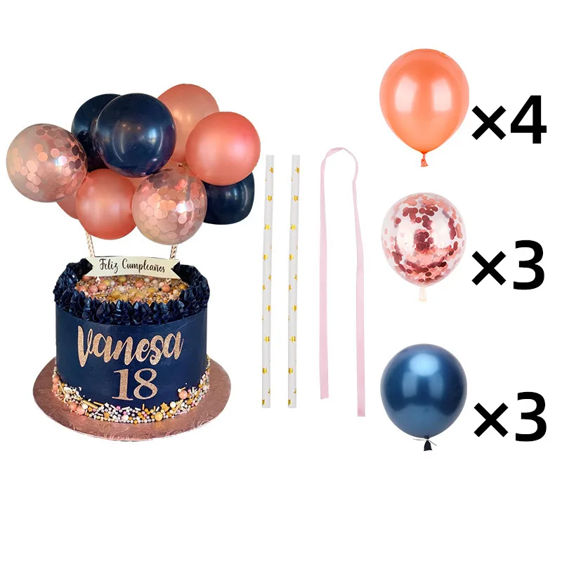 Wholesale Cupcake Topper 5 inch Latex Confetti Balloons For Cake Happy Birthday Home Party Supplies Decoration