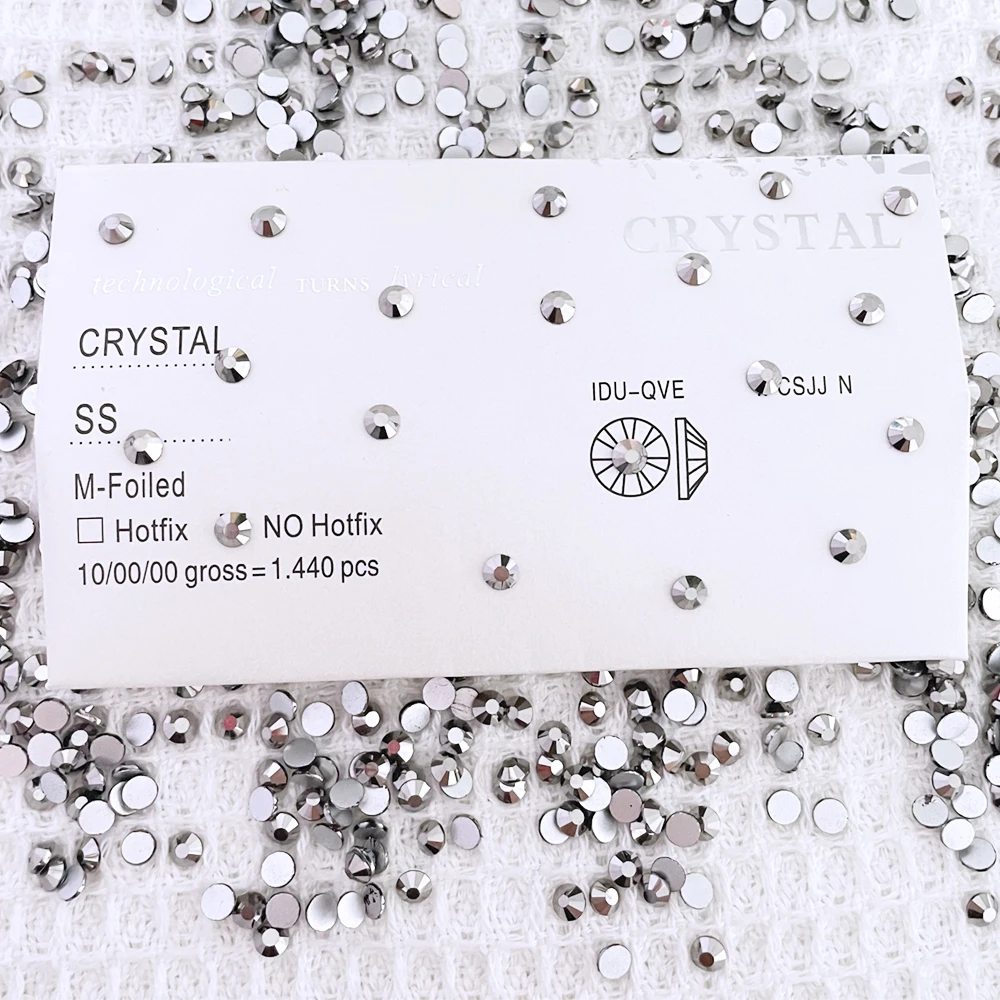 Rhinestone Nail Decoration K9 Crystal Glass Wholesale Jet Hematite Non Hot Fix Flatback Excellent High Quality Machine Cut 2 Bag