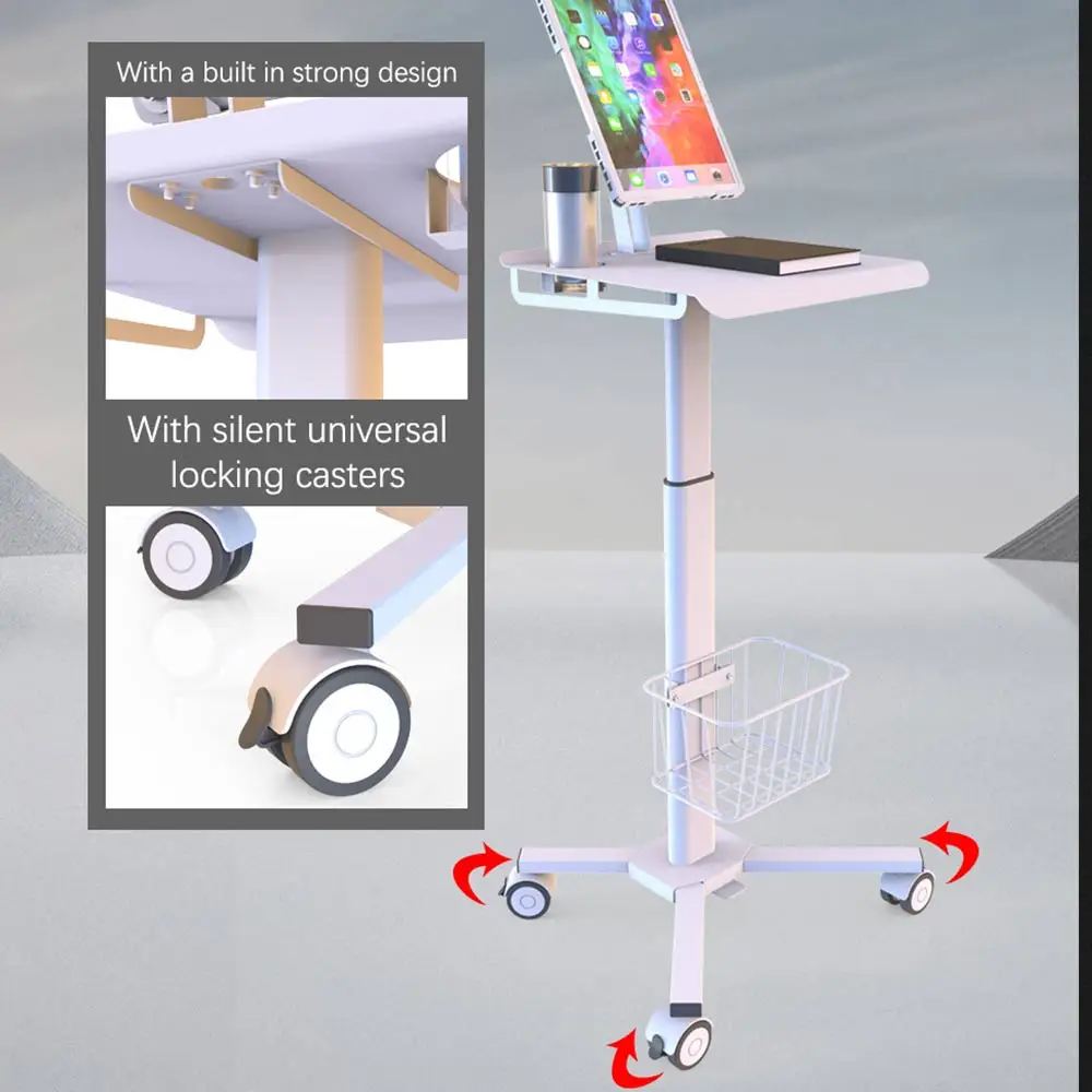 Height Adjustable Touchscreen Computer Cart Medical Cart Base Nursing Hospital Screen Holder Trolley Hospital Mobile Car