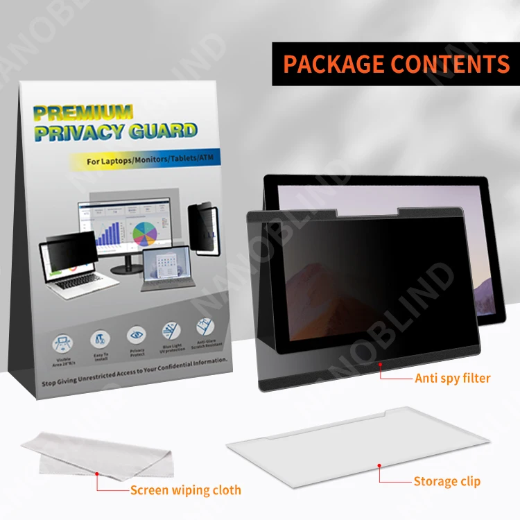 NANOBLIND 360 Degree Anti Spy Magnetic Privacy Screen Protector For Microsoft Surface Pro 4 5 6 7 Anti Blue Light Fast Install