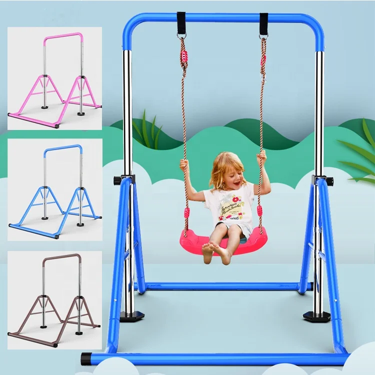 Home Use Folding Adjustable Colorful Children Pull Up Horizontal Bar For Gymnastics Playground