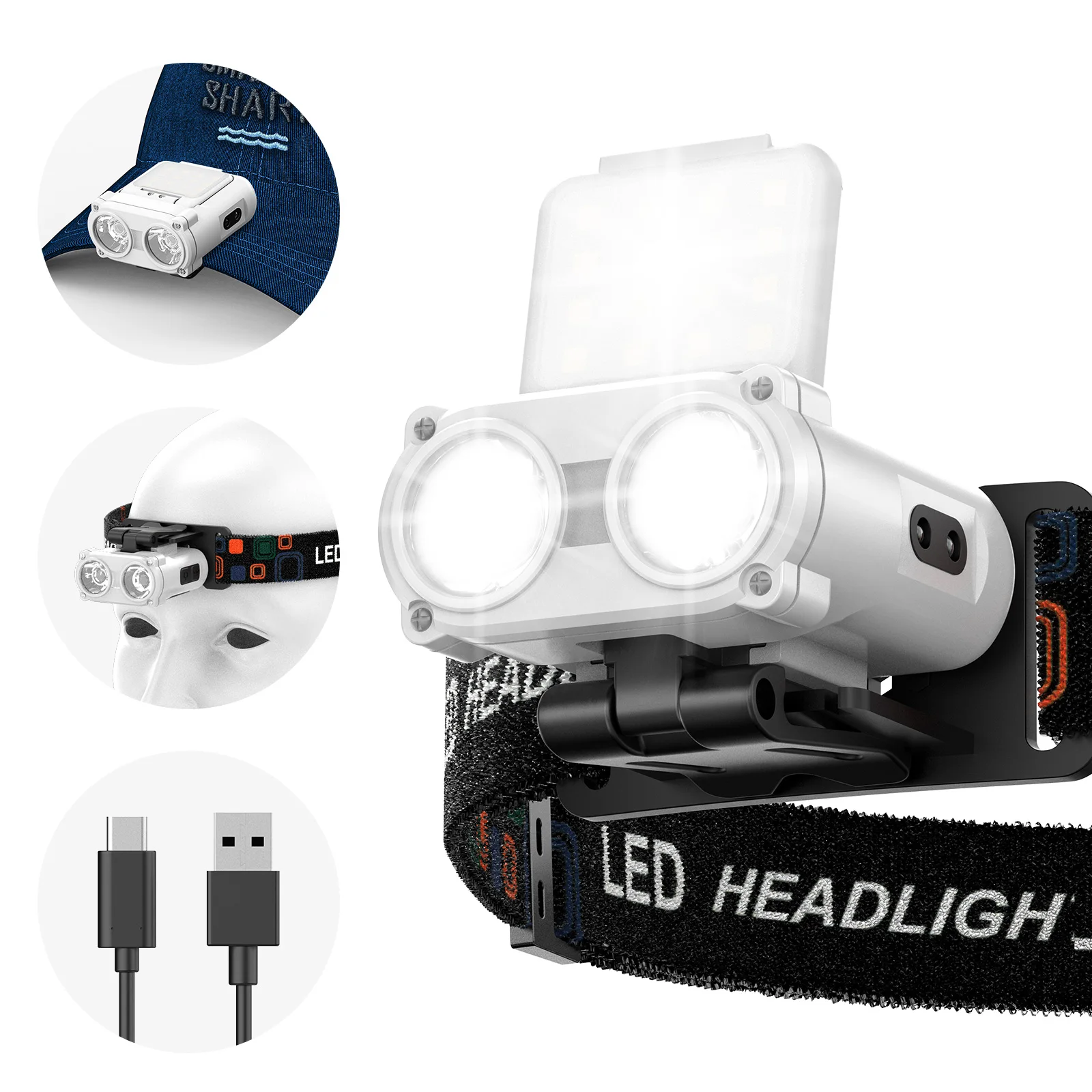 Customized FullView Induction LED Head Flashlight for Camping Night Fishing & Outdoor Adventures with Motion Sensor