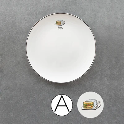 Fine Bone China Hand Painting Carton Pattern Dessert Dish 8inch High End Porcelain Plate