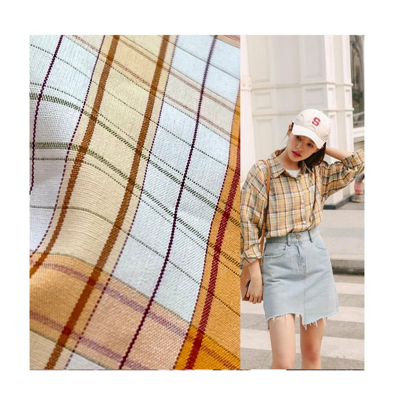 wholesale fabric china stock lot online pure cotton plaid fabric for women