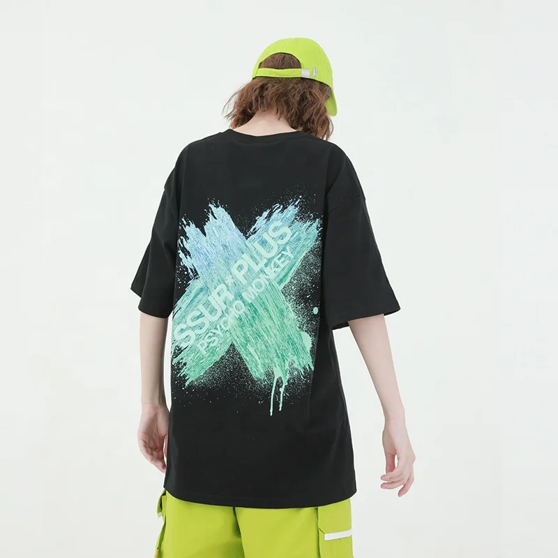 Оптовая продажа, хлопковая Футболка с круглым вырезом и принтом