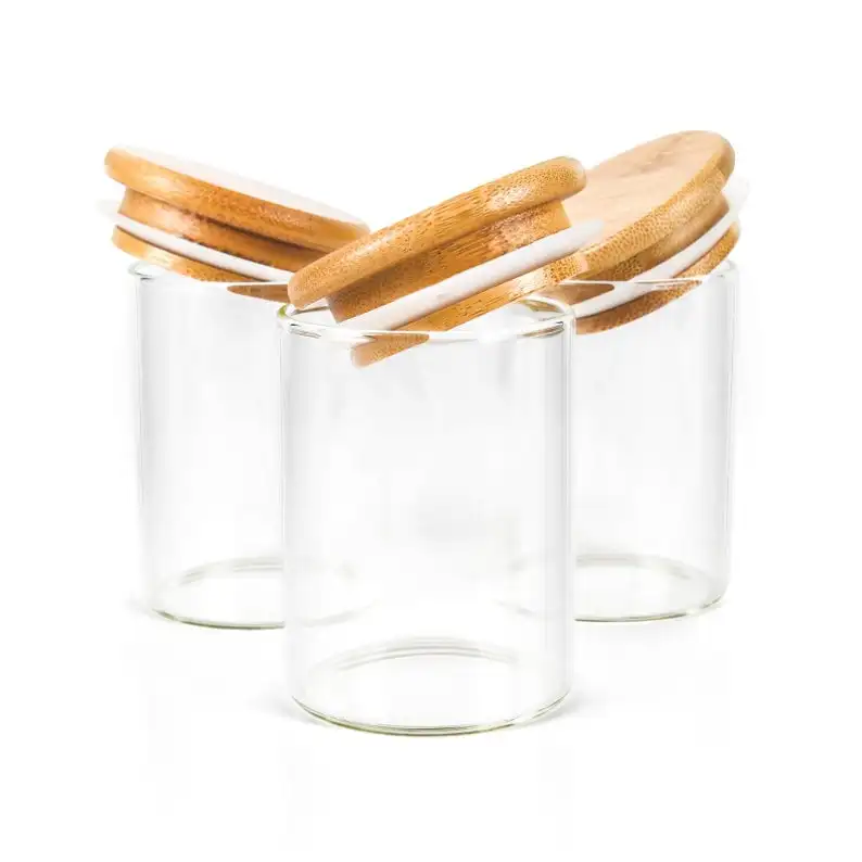 Wood Bamboo Seal Lids with Silicone Seals Rubber Ring Twist-top Wooden Spiral Lid Screw-top Glass Jars Container Leakproof Lids