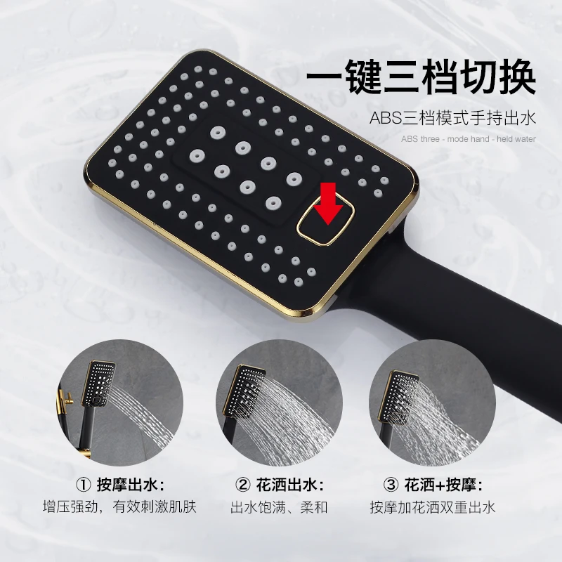 Wall mounted bathroom square shape rain shower rainfall gold shower set