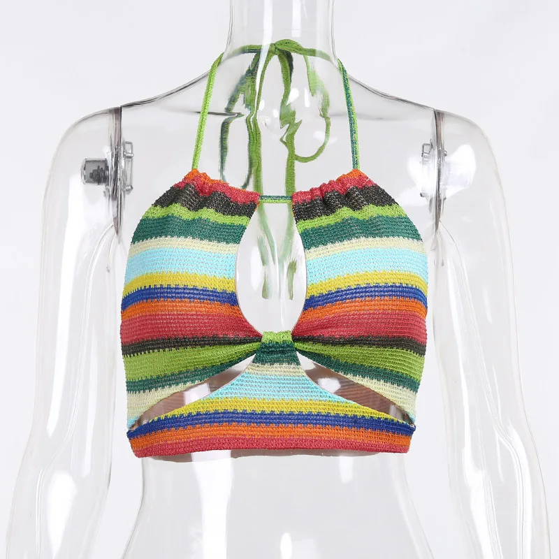 T3019 Новинка, оптовая продажа, женский сексуальный контрастный цвет, открытая спина, клубный Топ, сексуальный укороченный топ