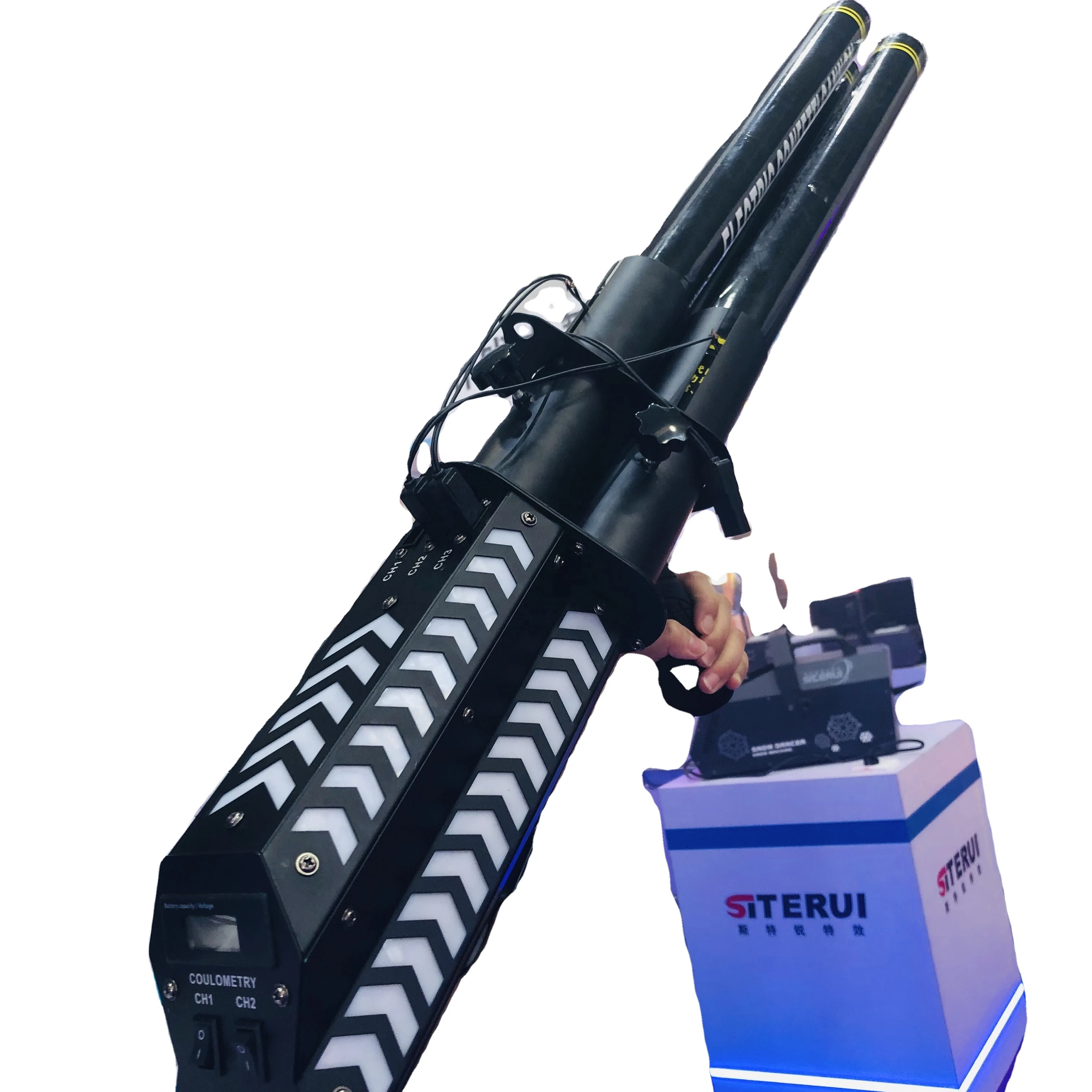 3 Shots Hand Hold Electric Shooter Rechargeable Three Head Barrels Popper Machine Spring Battery Powered Confetti Party