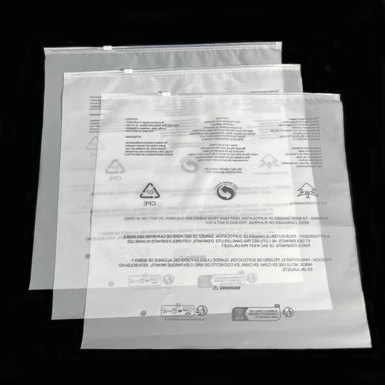 Warning In Stock Custom Clothing Bag Manufacturer Frosted Plastic Packaging Zipper Clothes polybags for clothing