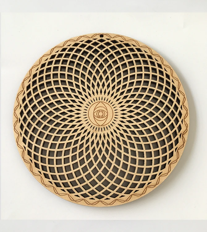 Hot sale Laser Cutting Wooden Exactness Laser Engraved mandala wood carved Wood Flower industrial art Laser Cut