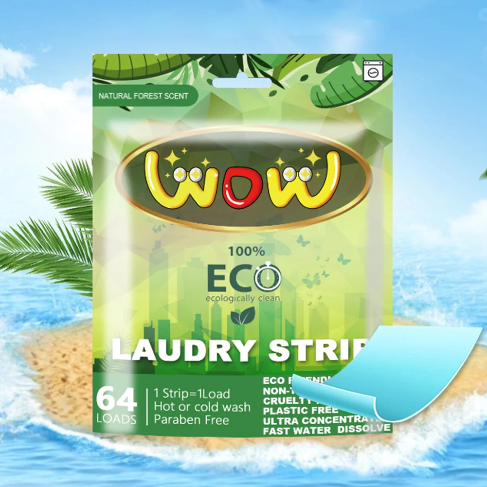 WOW natural plants detergent Enzyme  Laundry Detergent Sheets Laundry Strips OEM ODM Customized Natural Laundry Soap Sheet