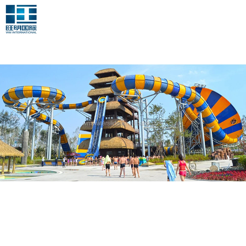 WangMing Giant Aqua Park Equipment Water Park fiberglass water slide for kids and adult