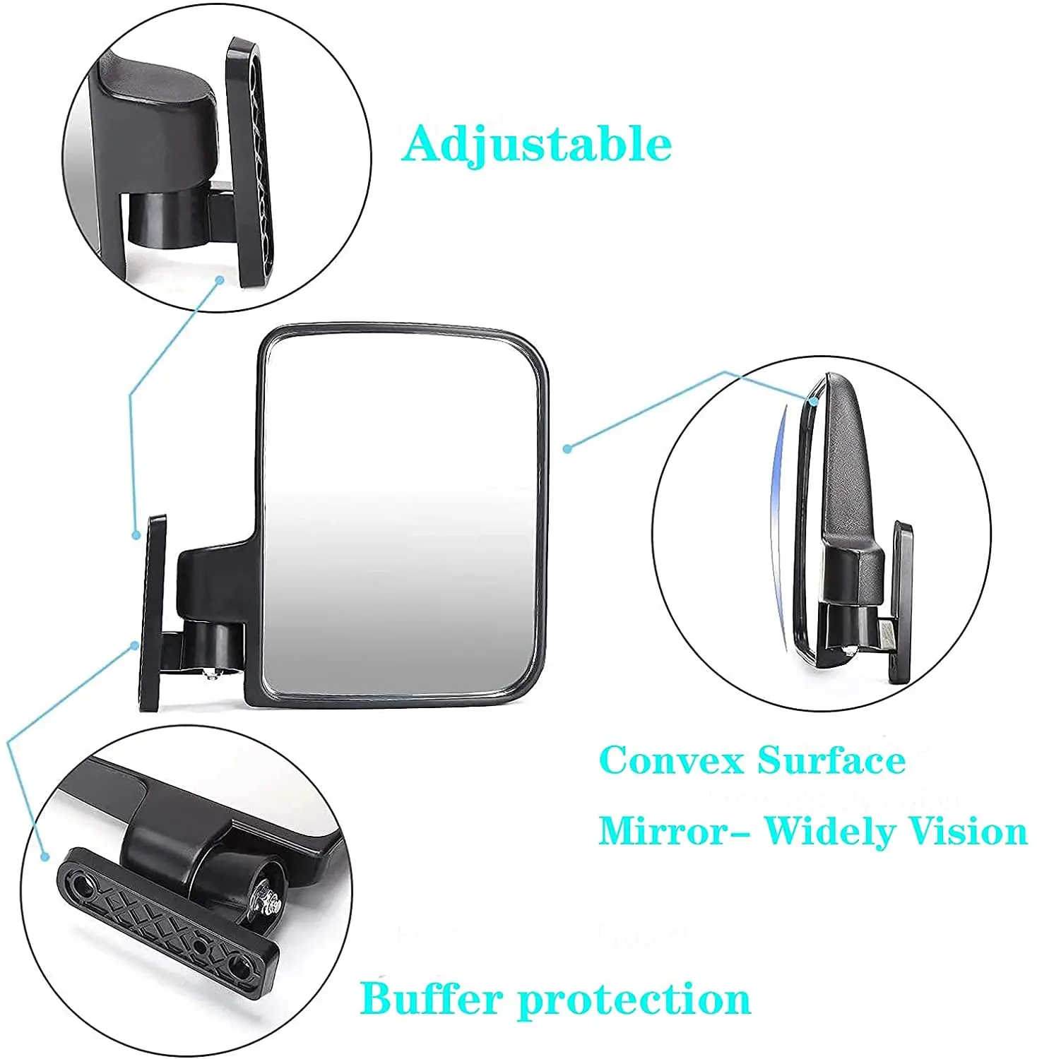 No-Drilling Required Golf Cart Folding Side View Mirrors Compatible with Club Car EZGO Yamaha Side Mirror
