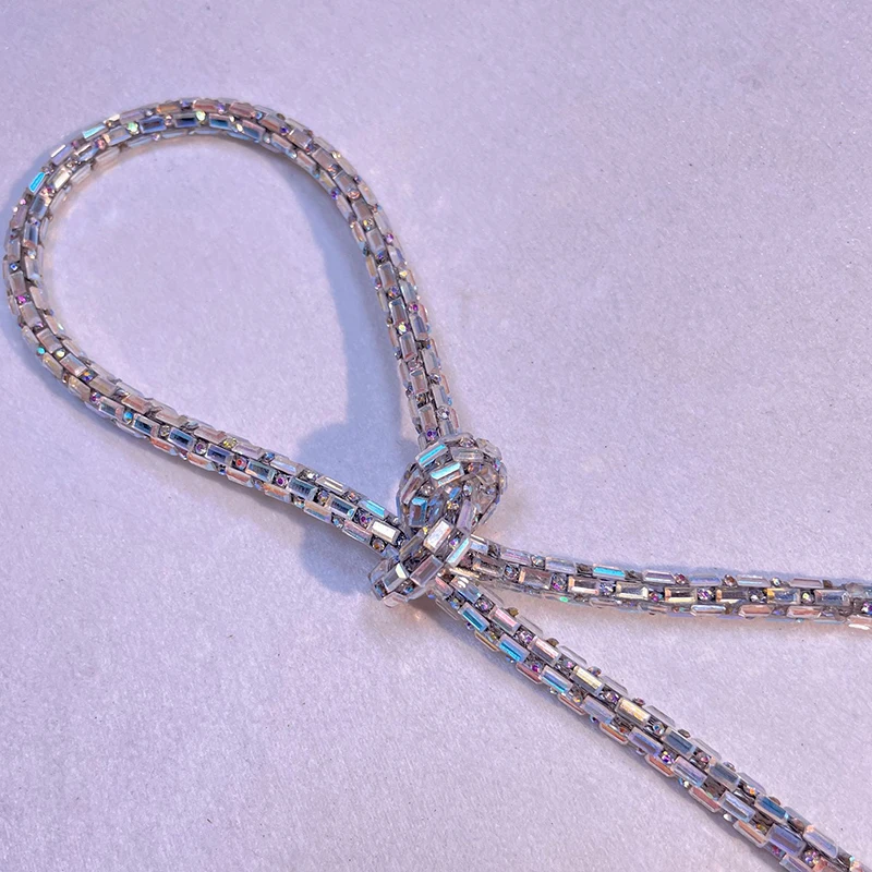 Drawstring Hoodie Rope Jewelry Rhinestone Hot Fix Crystal Decorated Strip Cord Rhinestone Stone Strip for Shoes Shoe Decoration